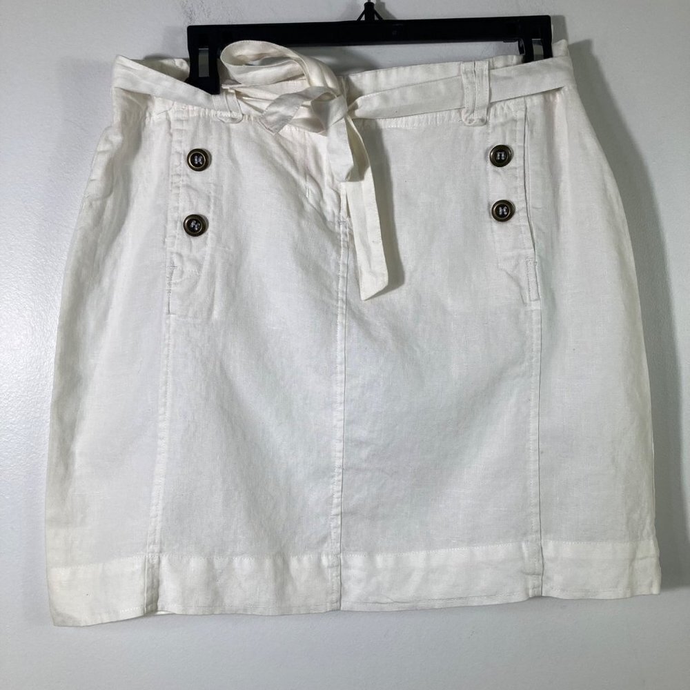 Womens Autograph Linen Sailor Mini Skirt White 6 Belt‎ Pockets